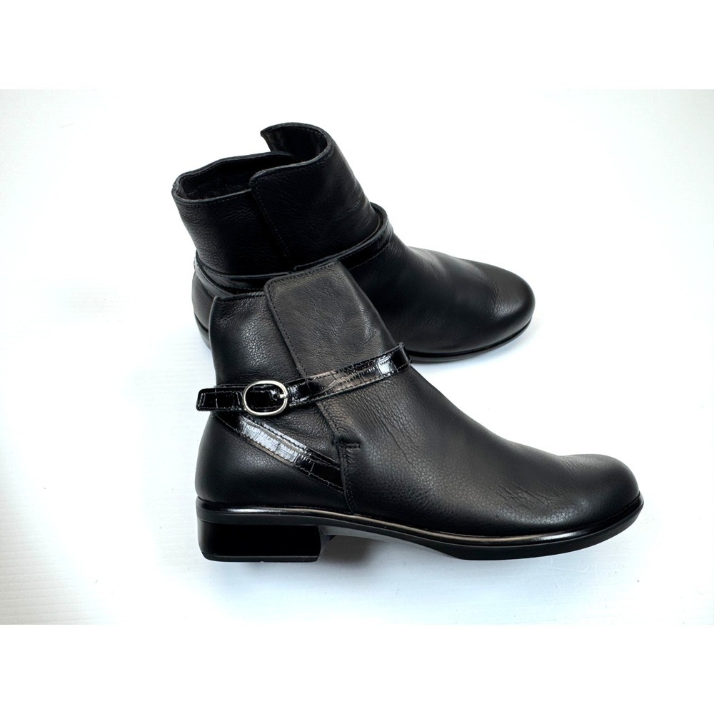 Naot Briza‎ Ankle Boot Women 39 US 8-8.5 NWOB Leather Buckled Block Heel Black